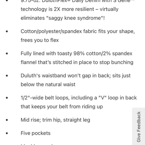 Duluth Trading Daily Denim Flannel Lined Jeans, 10 x 29, great condition - Picture 2 of 11